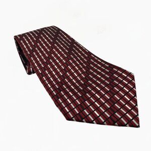 Stafford Executive Wine, Black, and Silver 100% Silk Tie 60" x 4" Tie, #361